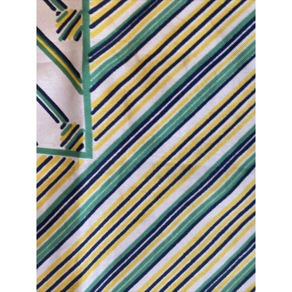 Vintage Green Yellow White Square Geometric Strip Mod Polyester Scarf - Picture 3 of 5